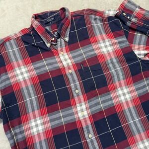 CHAPS Ralph‎ Lauren Shirt Men's XL Classic Oxford Plaid Button Down Long Sleeve